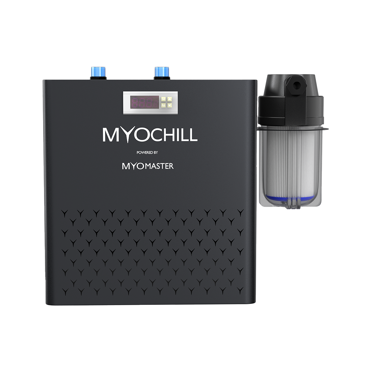 Black cylindrical device labeled 'MYO ICE' with a connected control unit.